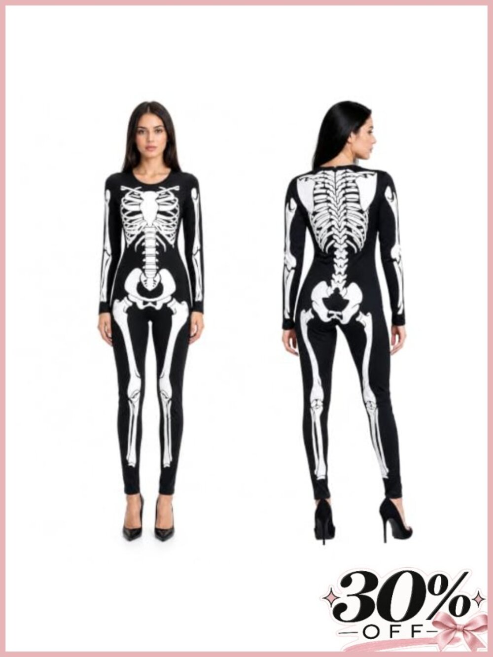 Women Skeleton Costume 3D Printed Full Body Jumpsuit Halloween